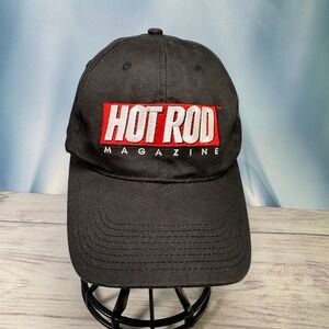 Hot Rod Magazine Hat Mens OSFM Black Embroidered Logo Dad Cap Gearhead